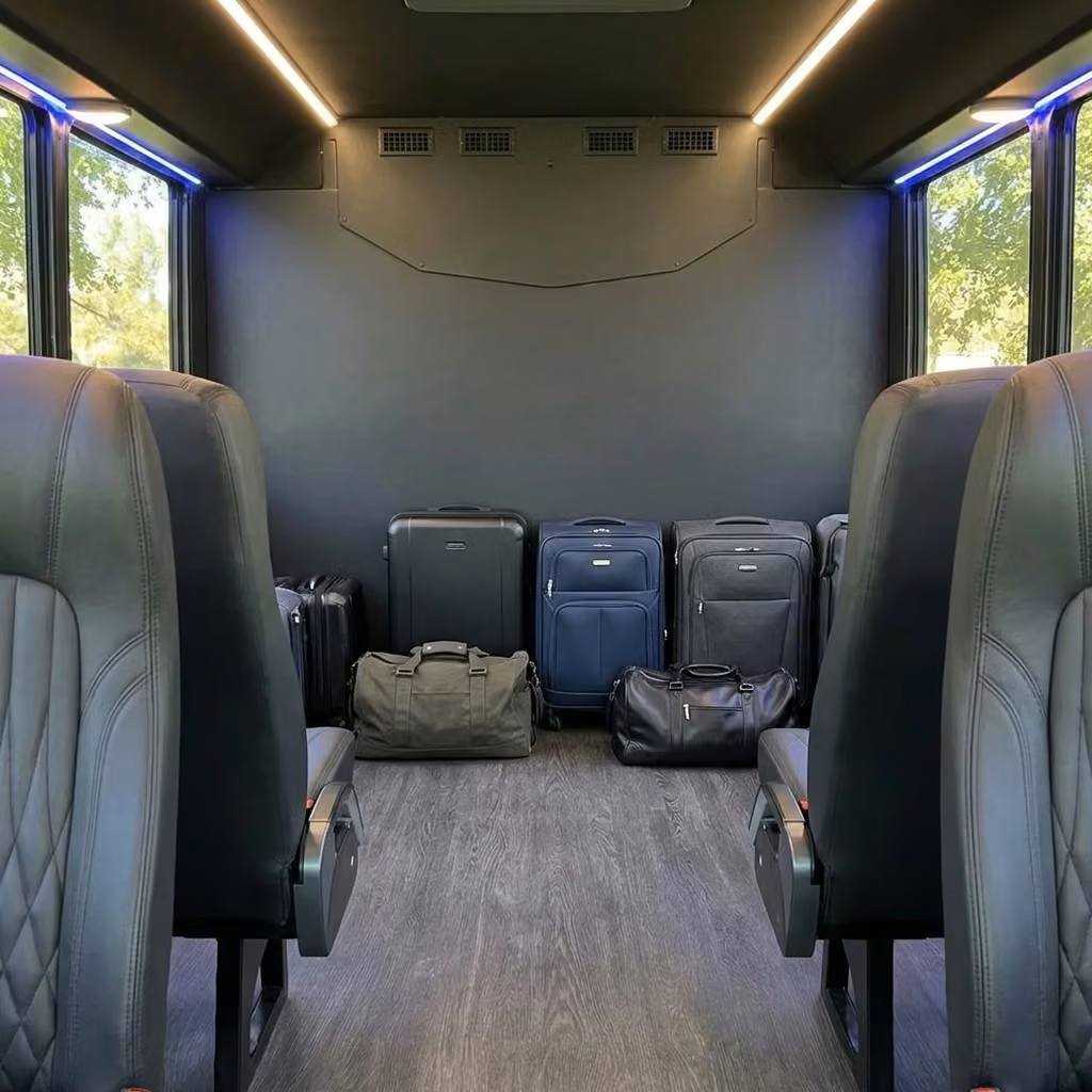 lathrop 20 passenger minibus luggage area
