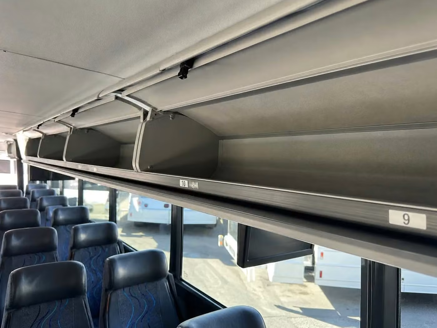 lathrop 28 passenger minibus overhead storage