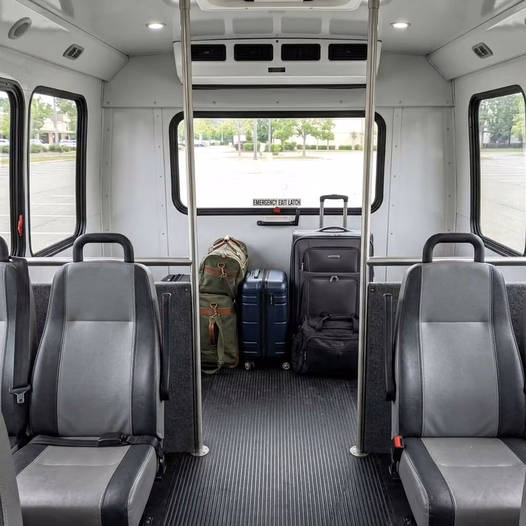 lathrop 30 passenger minibus luggage area