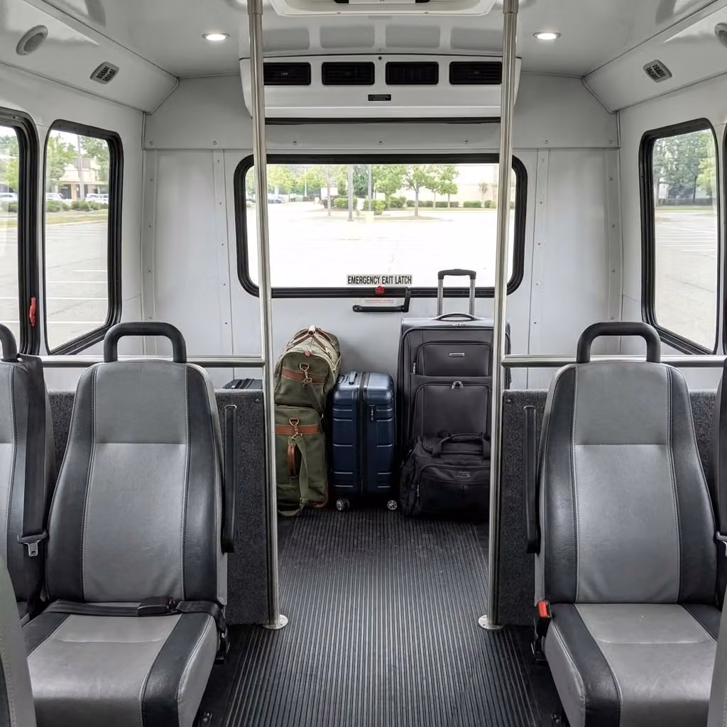 lathrop 35 passenger minibus luggage area