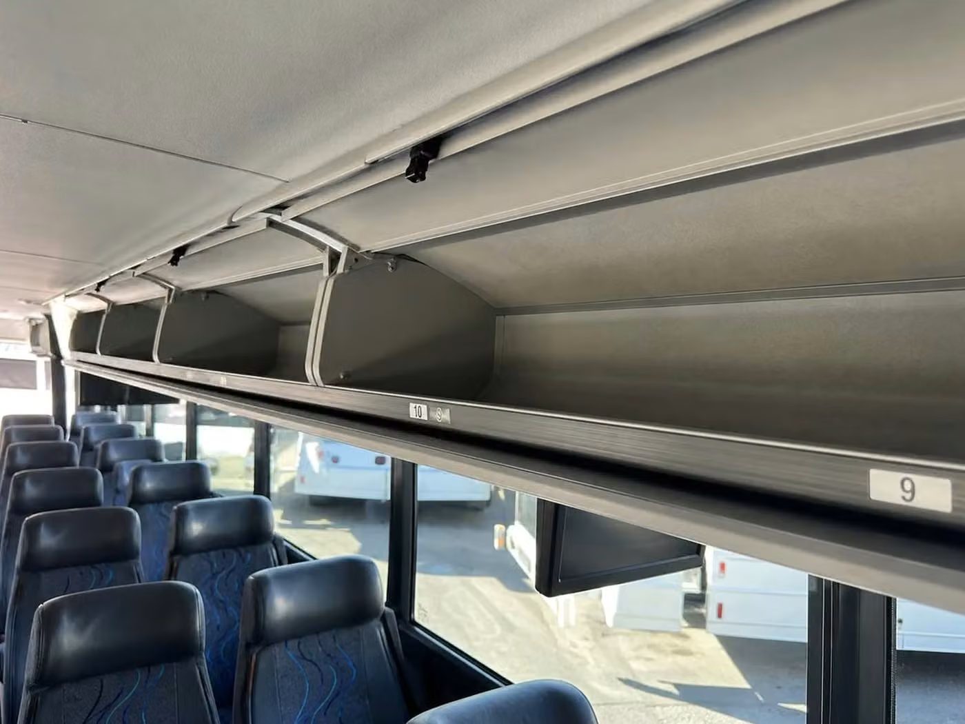 lathrop 35 passenger minibus overhead storage