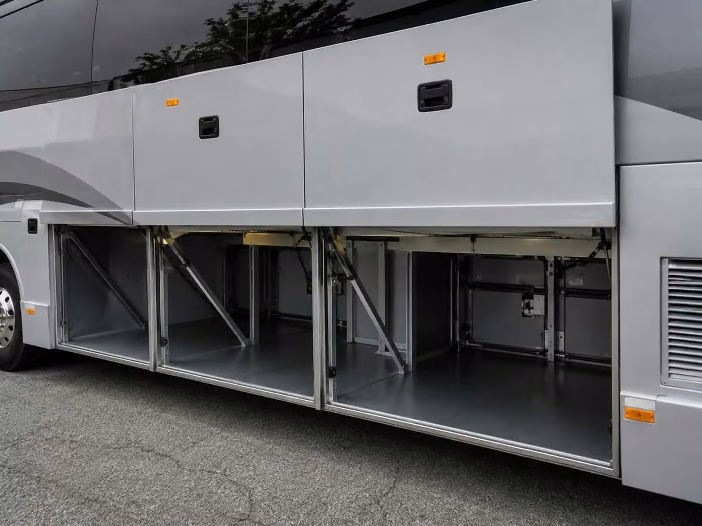 lathrop 56 passenger charter bus luggage bays
