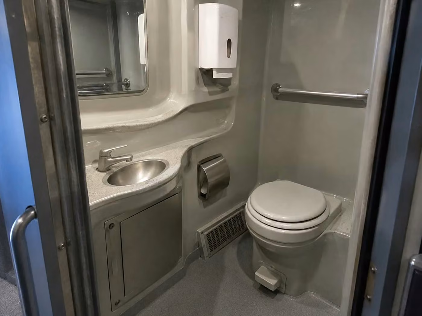 lathrop 56 passenger charter bus onboard restroom