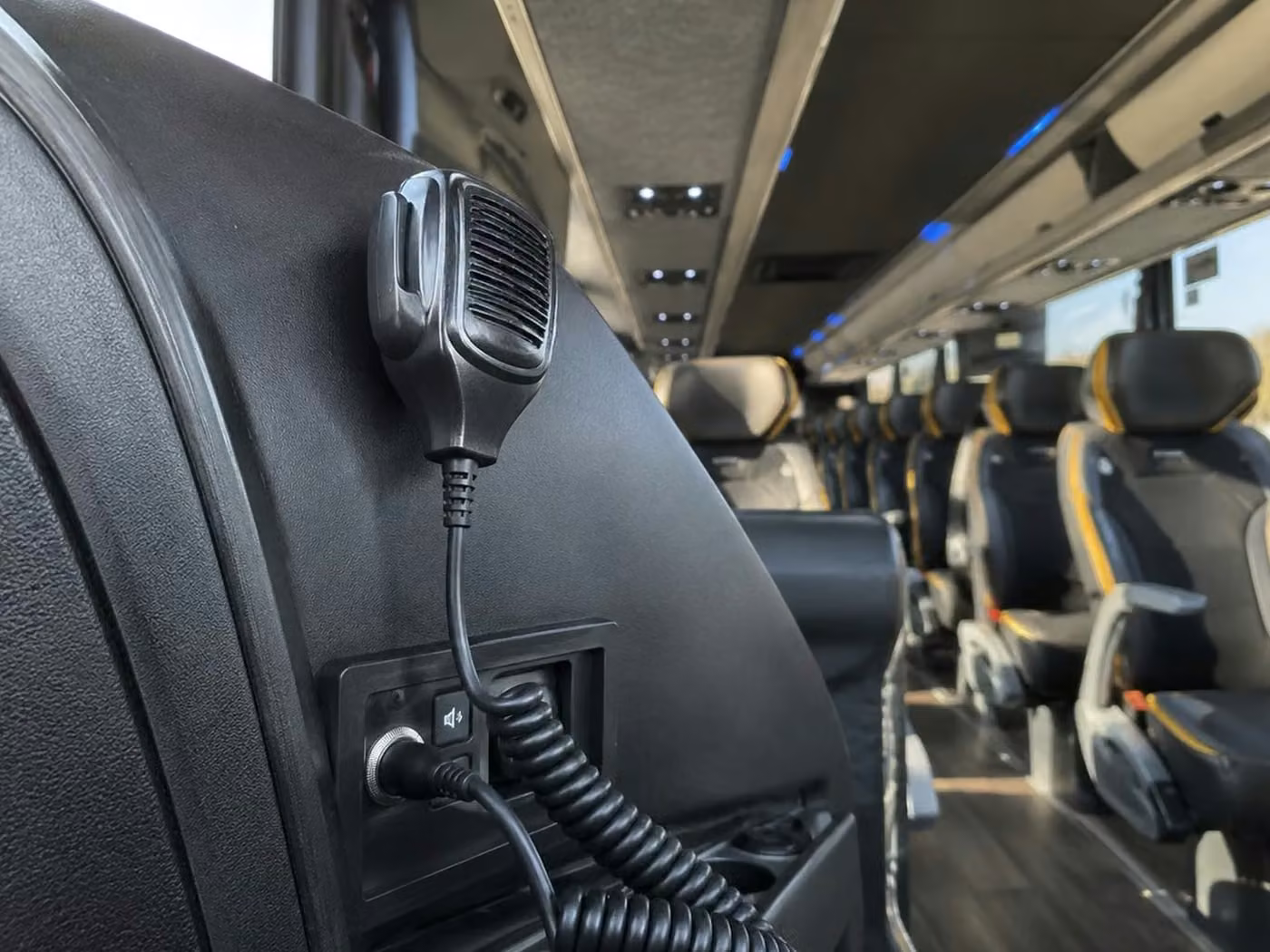 lathrop 56 passenger charter bus pa system