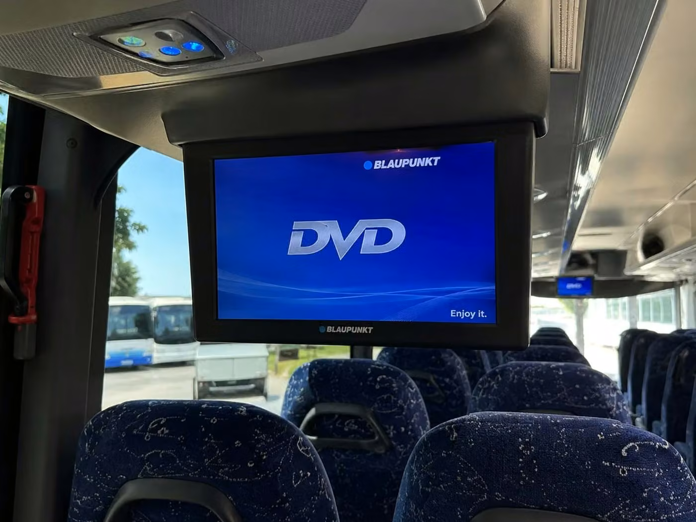 lathrop 56 passenger charter bus tvs
