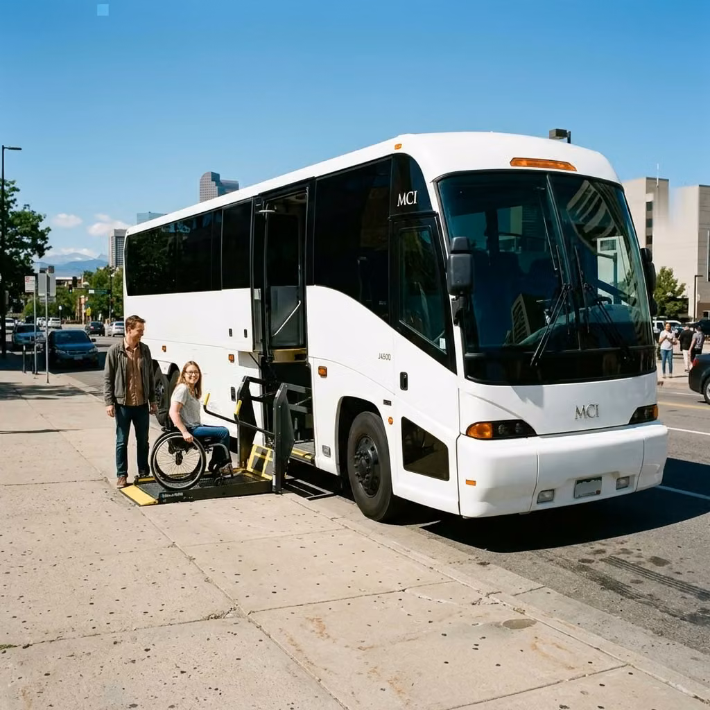lathrop 56 passenger charter bus wheelchair lift