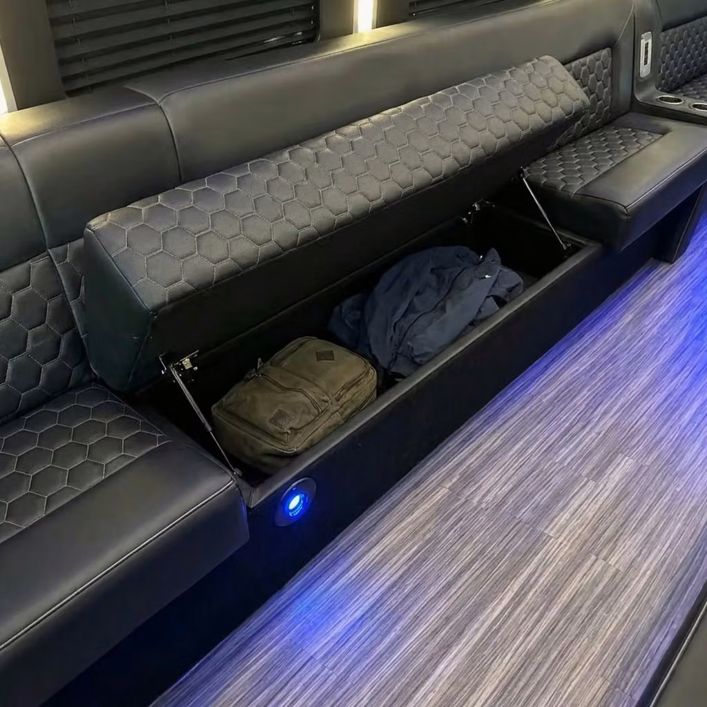lathrop party bus under seat storage