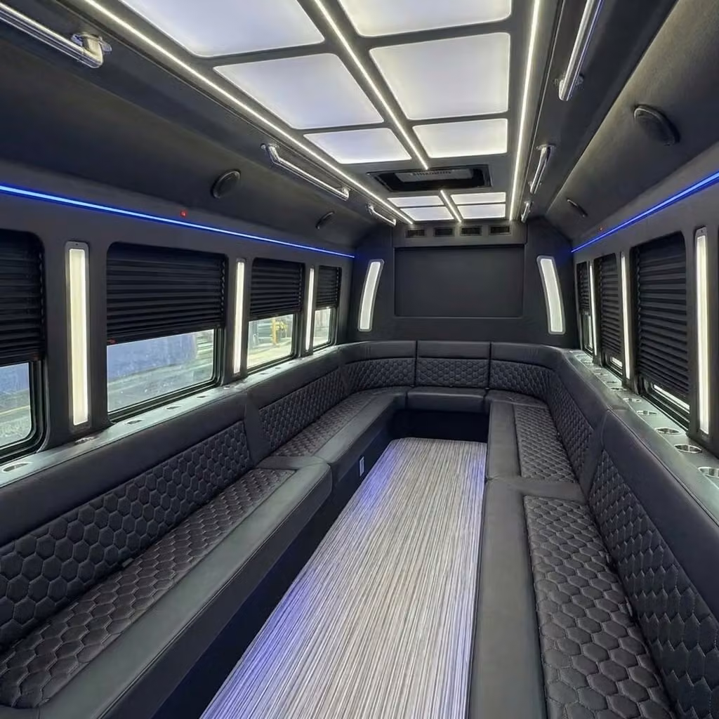 lathrop party bus wraparound seating