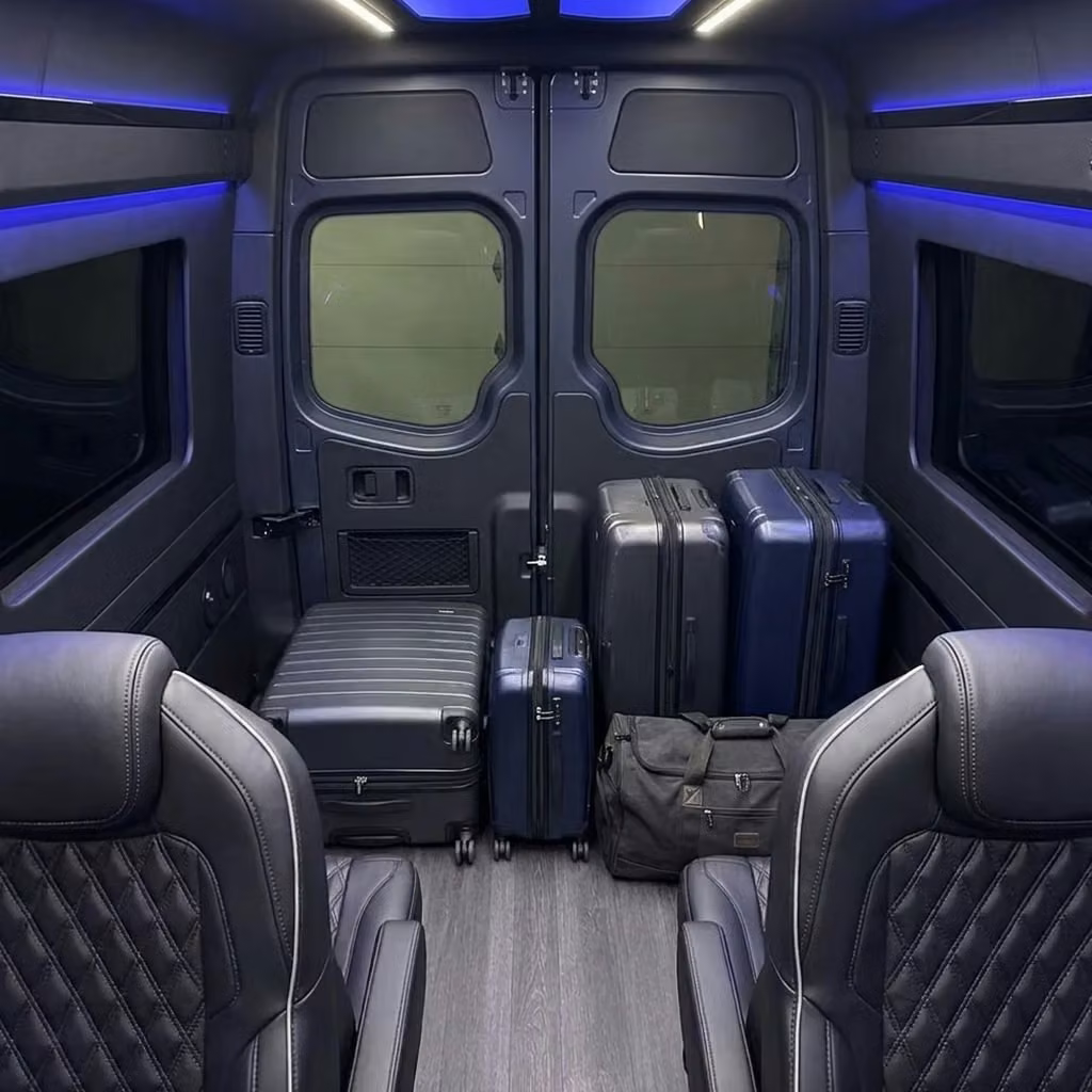 lathrop sprinter van rental with driver luggage area